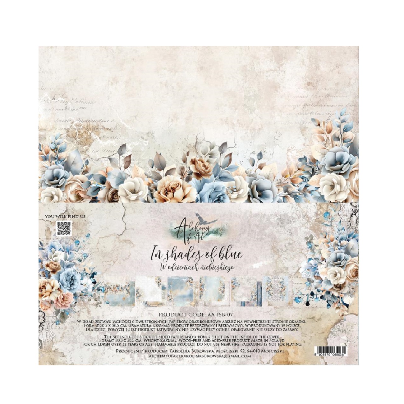 Alchemy of Art Scrapbook papier In Shades of Blue 12x12