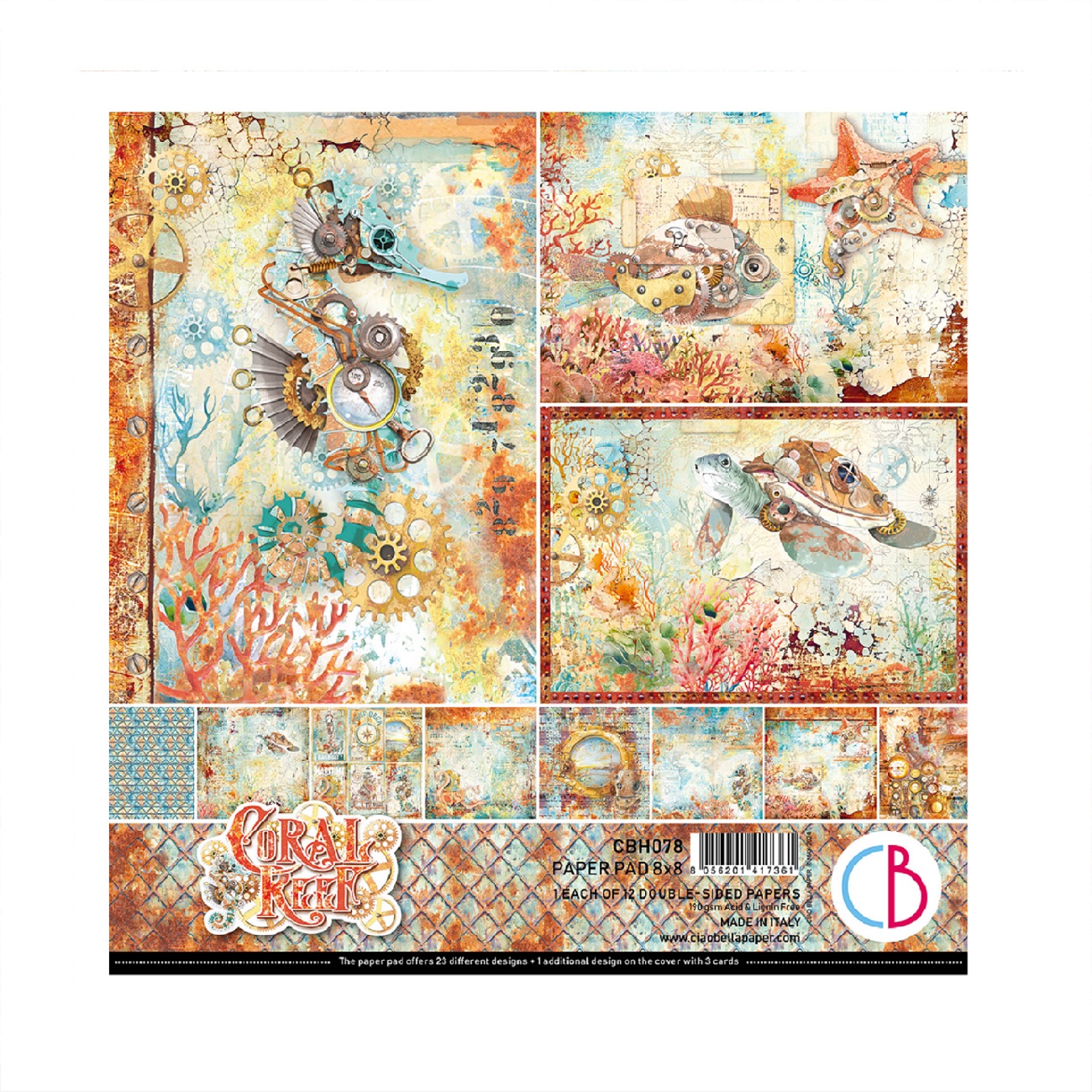 Ciao Bella Scrapbook papier Coral Reef 8x8