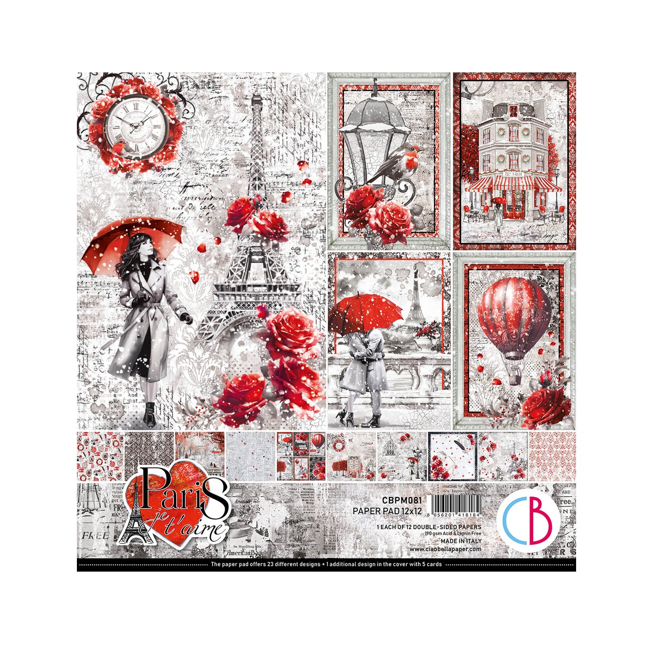 Ciao Bella Scrapbook papier Paris Je T’aime 12x12