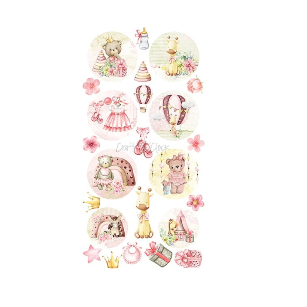 Craft O´ Clock Scrapbook papier - Hello Little Girl Labels 6x12