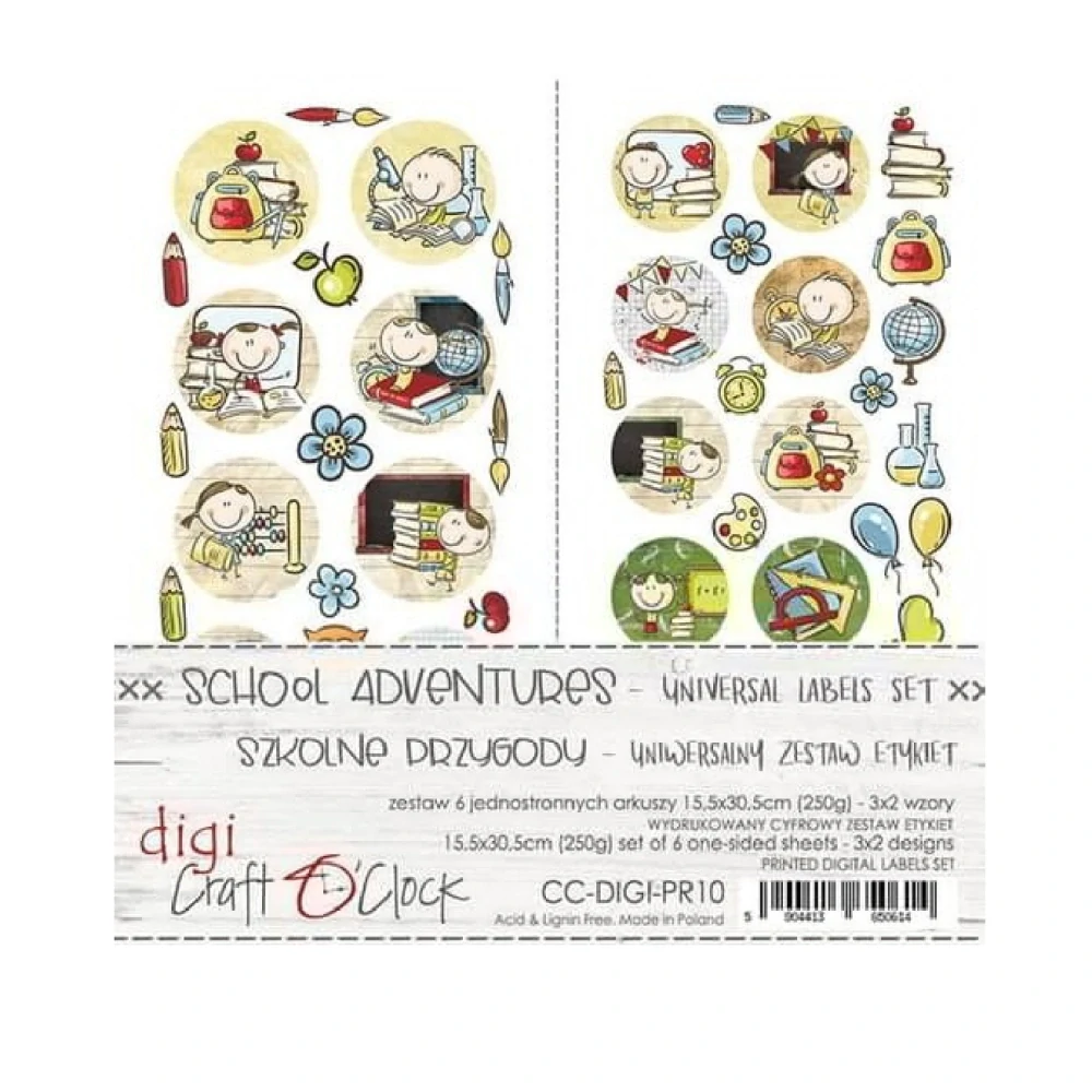 Craft O´ Clock Scrapbook papier - School Adventures Labels 6x12
