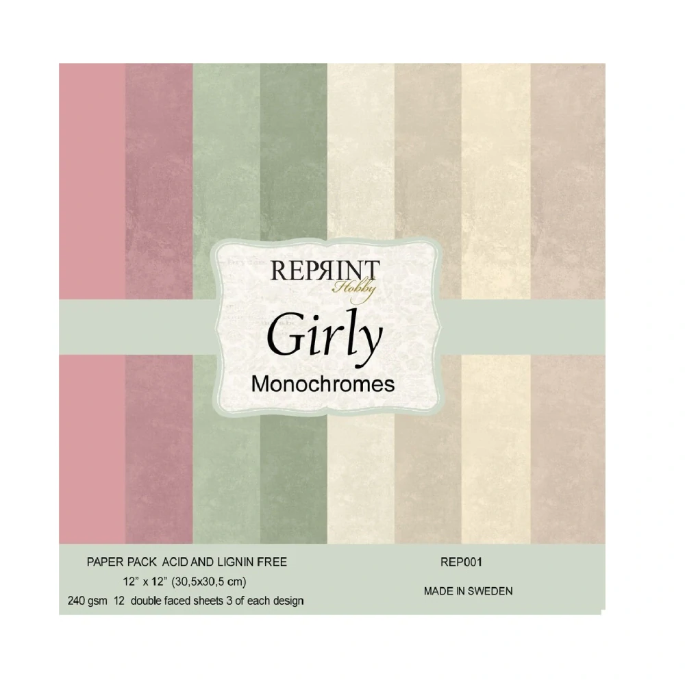 Reprint Scrapbook papier Girly Monochromes  12x12