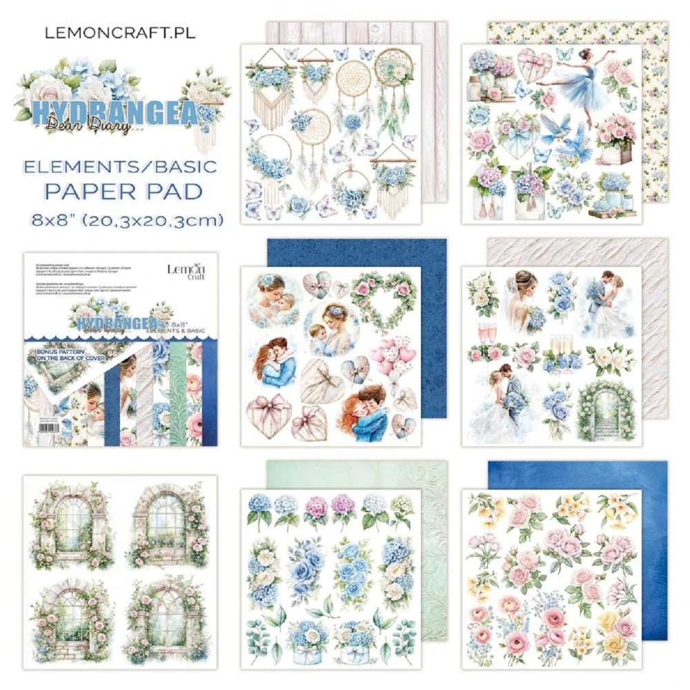 Lemoncraft Scrapbook papier doplnkový Hydrangea 8x8