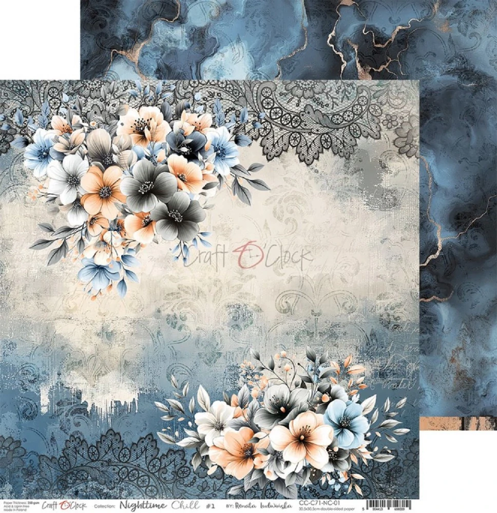 Craft O´ Clock Scrapbook papier - Nighttime Chill 8x8