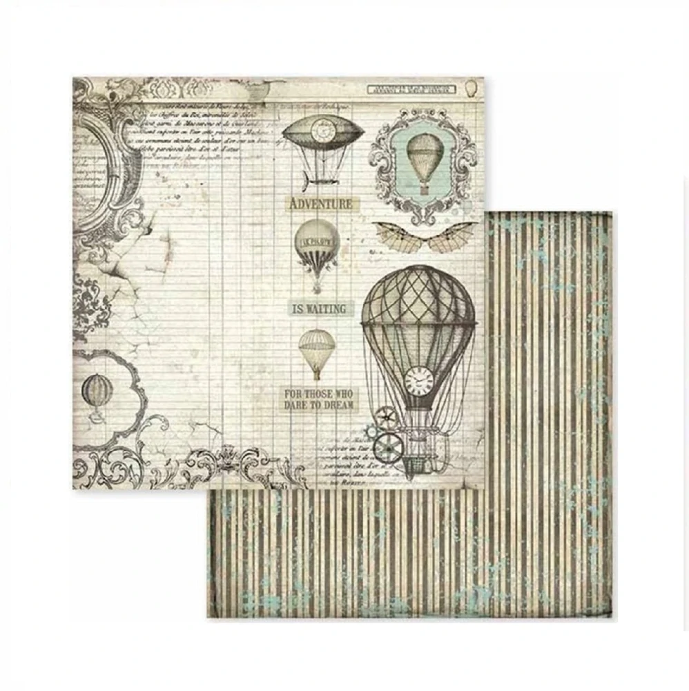 Stamperia Scrapbook papier – Voyages Fantastiques 8x8