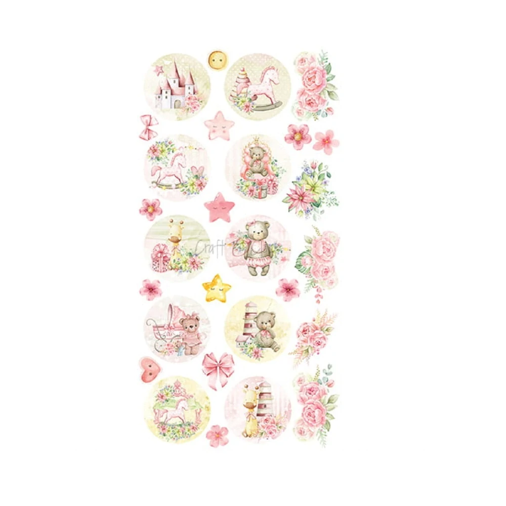 Craft O´ Clock Scrapbook papier - Hello Little Girl Labels 6x12