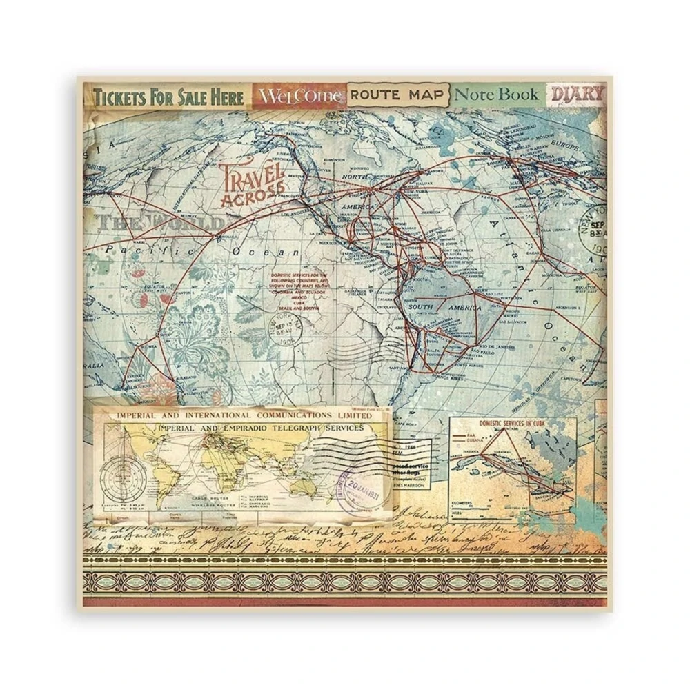 Stamperia Scrapbook papier – Art of Travelling Maxi 12x12