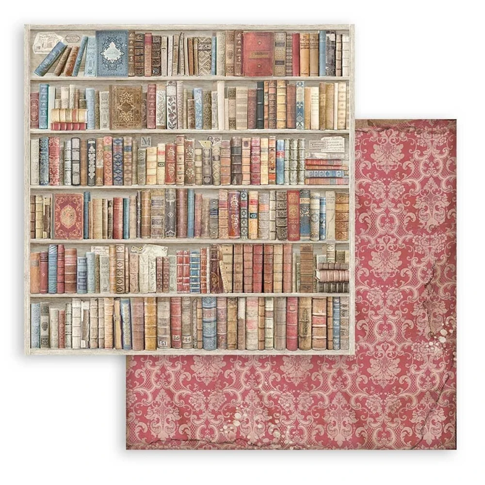 Stamperia Scrapbook papier – Vintage Library Backgrounds 8x8