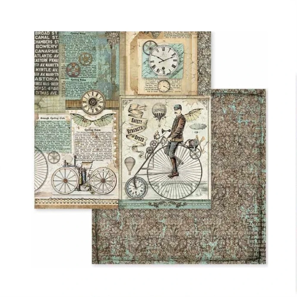 Stamperia Scrapbook papier – Voyages Fantastiques 8x8