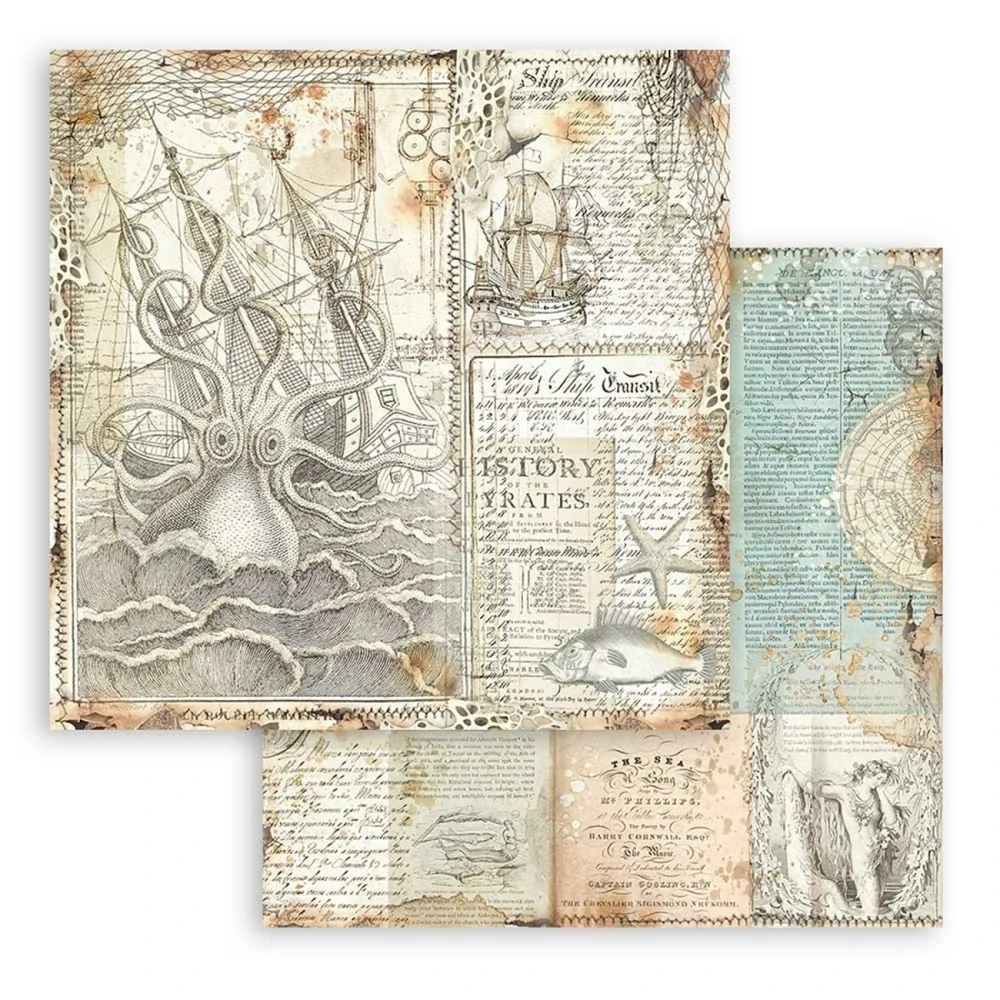  Stamperia Scrapbook papier – Songs of The Sea Backgrounds 8x8