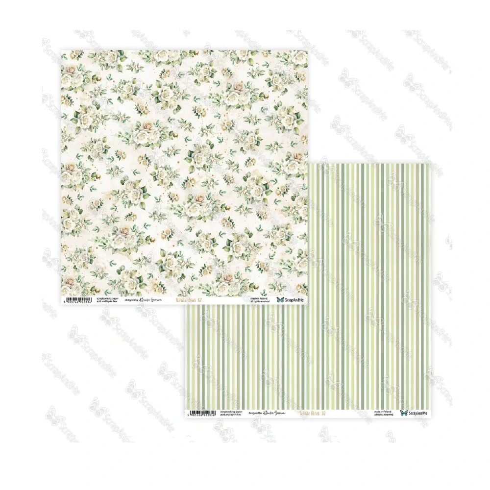 ScrapAndMe Scrapbook papier White Roses 12x12