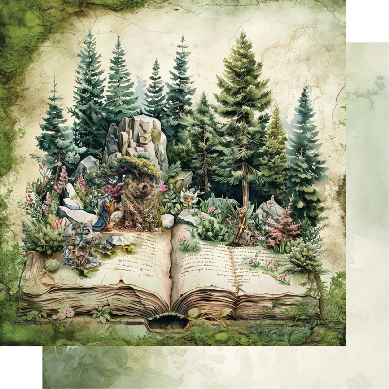 Alchemy of Art Scrapbook papier Tales of Moss and Fern 12x12