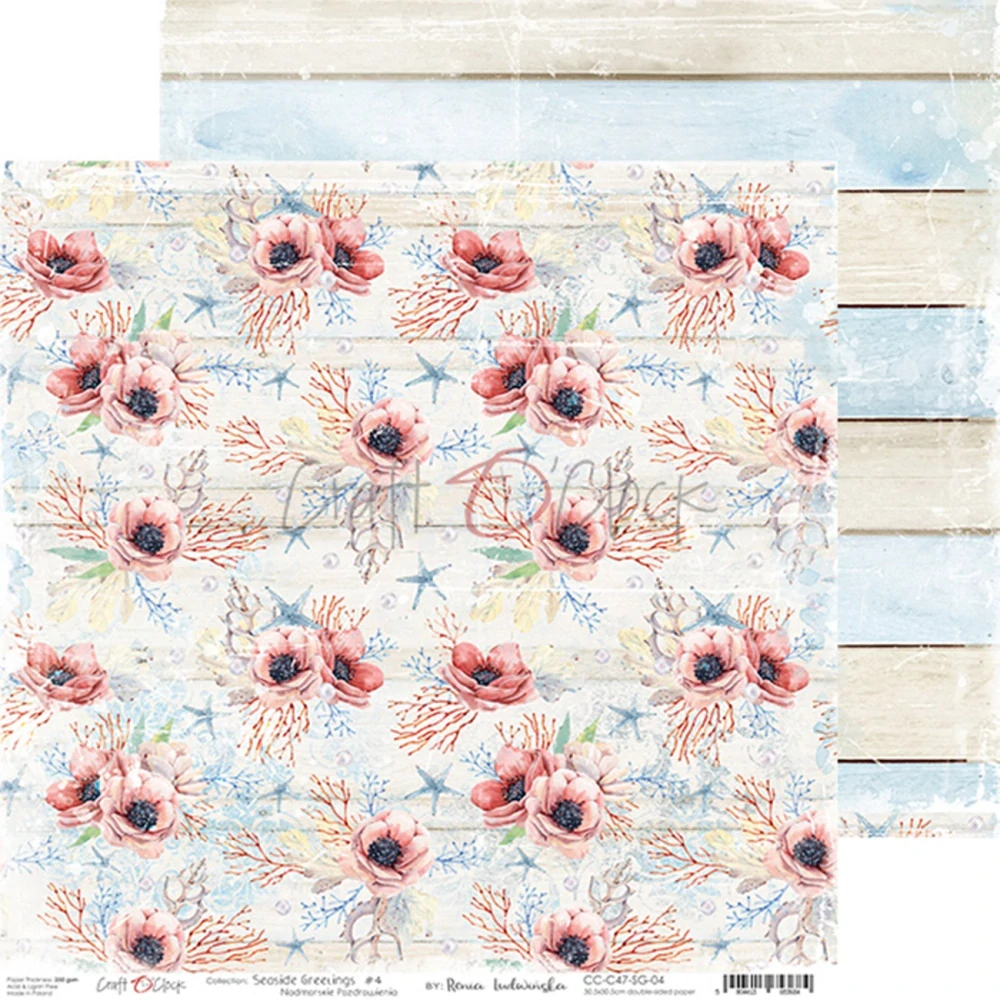 Craft O´ Clock Scrapbook papier - Seaside Greetings 8x8