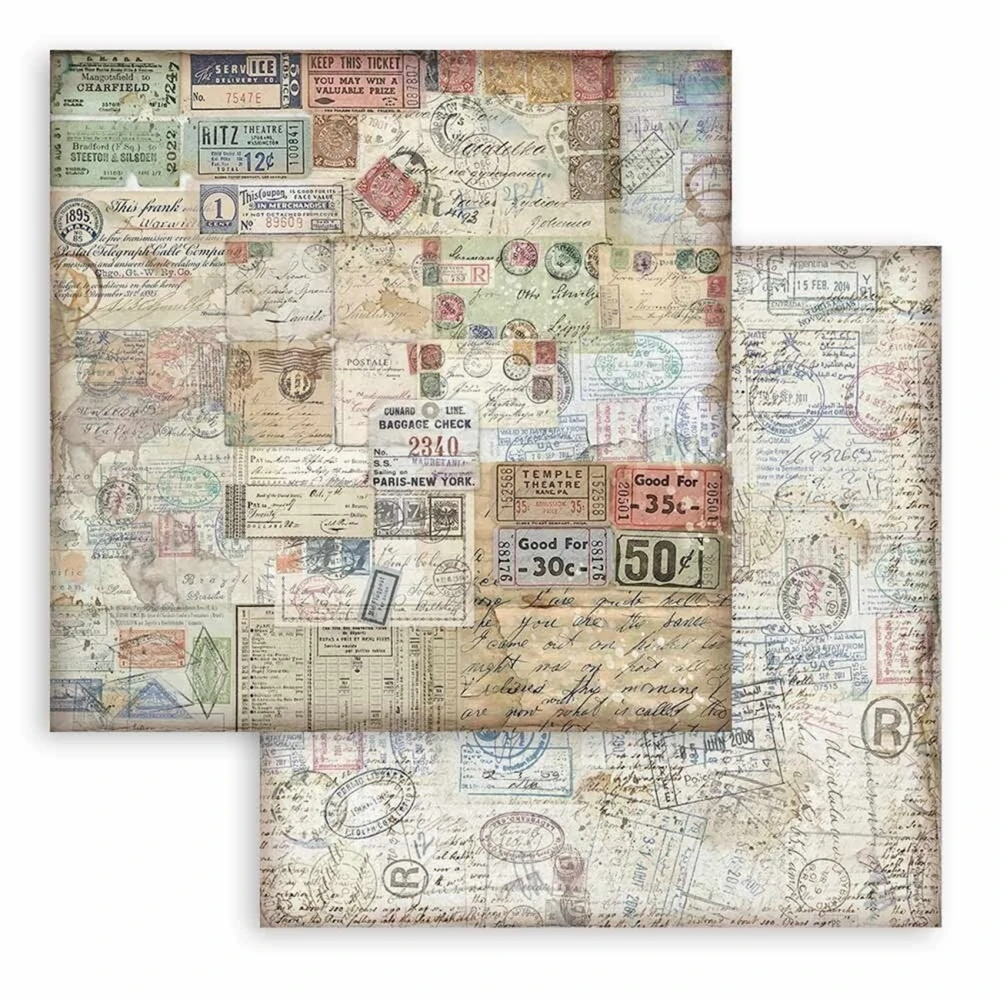 Stamperia Scrapbook papier – Art of Travelling 8x8