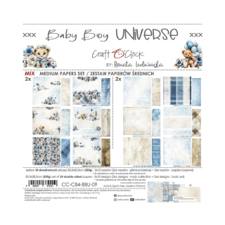 Craft O´ Clock Scrapbook papier - Baby Boy Universe 8x8 Mix