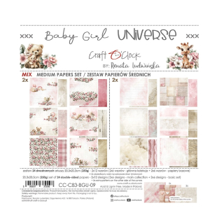 Craft O´ Clock Scrapbook papier - Baby Girl Universe 8x8 Mix