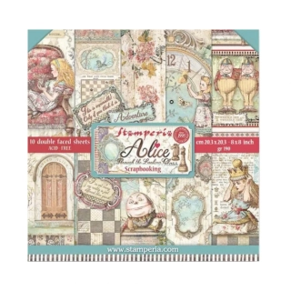 Stamperia Alice Trough the Looking Glass scrapbook papier 8x8