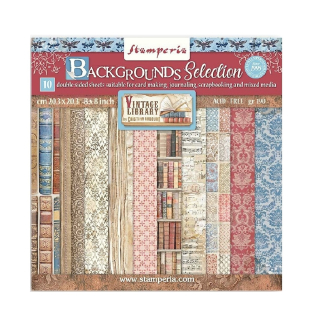 Stamperia Scrapbook papier – Vintage Library Backgrounds 8x8